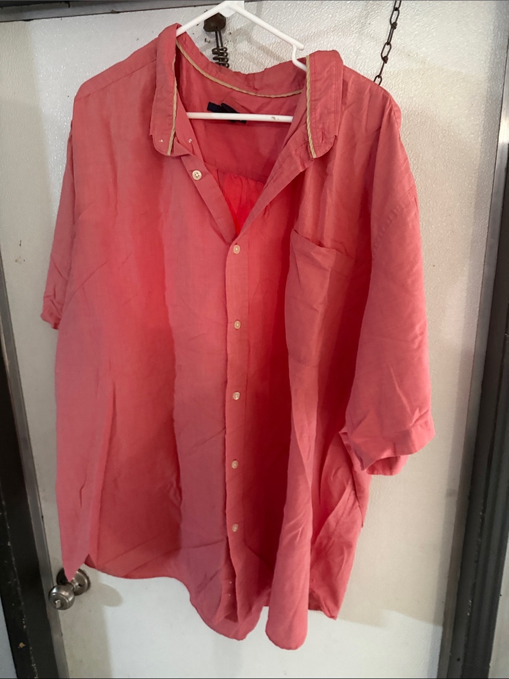 Basic Editions Coral Button-Down Short-Sleeve Shirt